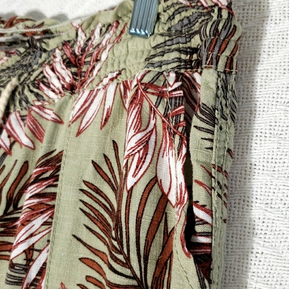 CALI 1850 Linen Pants Leisure Sage Palm Tropical Hawaii Beach Drawstring Size L - Picture 4 of 6